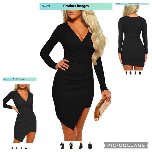 Black Ruched Bodycon Dress - Picture 2 of 3